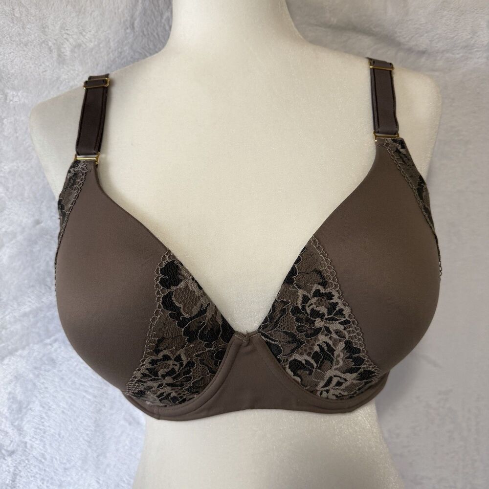 SOMA 36DDD Bra Taupe Embraceable Perfect Coverage‎ Underwire Back Closure Lace